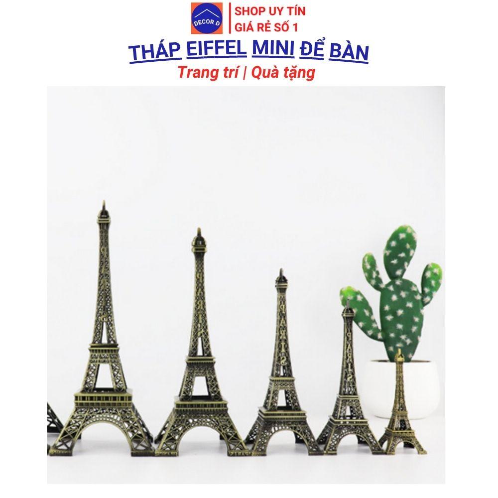 Mô hình trang trí tháp Eiffel cao 10cm kim loại decor phòng tặng quà trang trí phong thủy