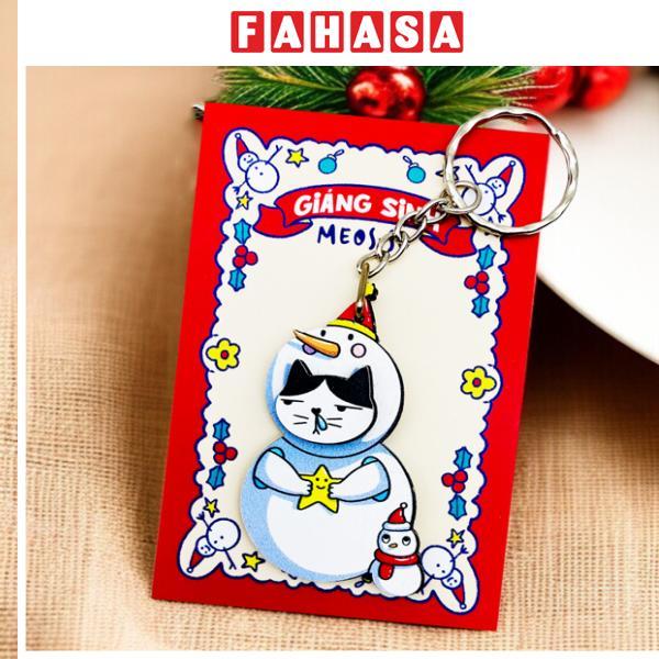 Móc Khóa Gỗ - Mèo Người Tuyết Noel - Meosso