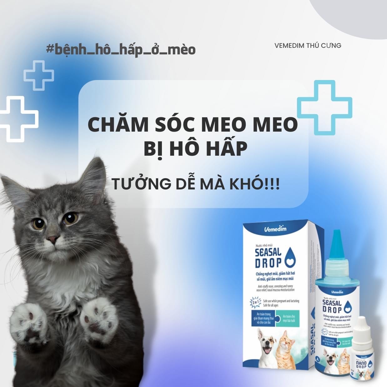 SEASAL DROP -Nước nhỏ mũi chống nghẹt mũi, giảm hắt hơi, sổ mũi, giữ ẩm niêm mạc mũi cho thú cưng