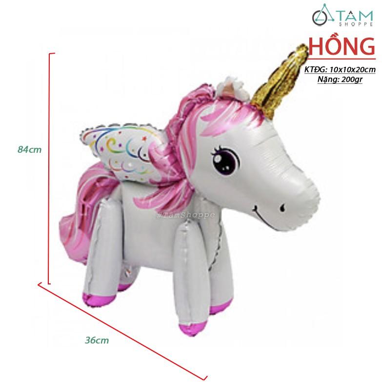 Bong bóng trang trí hình con ngựa Pony có sừng 4D