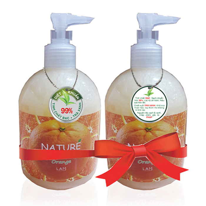 Combo 2 Chai Nước Rửa Tay Thiên Nhiên Lamcosmé (500Ml) Hương Cam Tặng Gel Rửa Tay Khô 3K