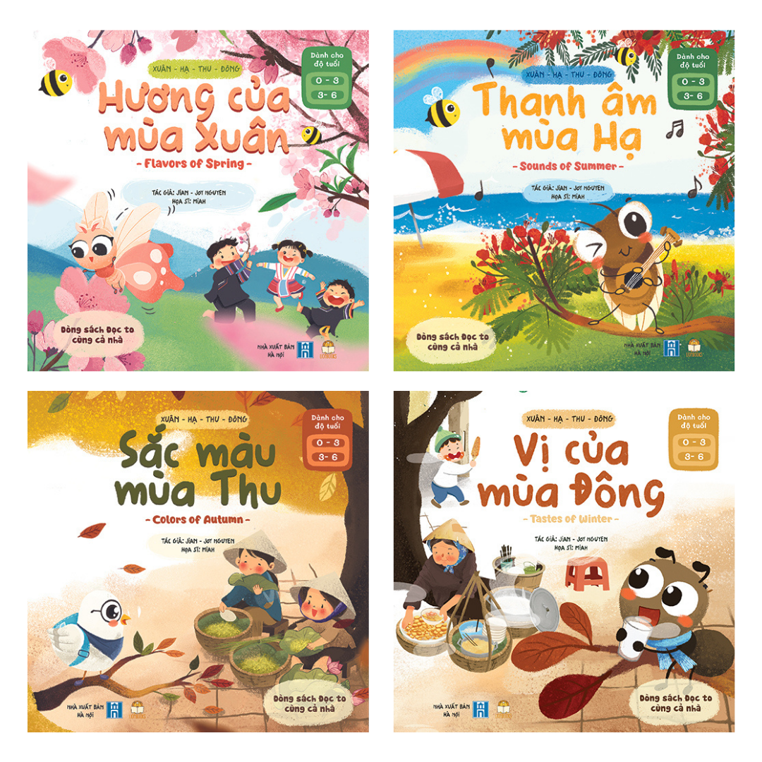 Set 4 Cuốn Xuân Hạ Thu Đông - Sách Truyện Song Ngữ Dạy Trẻ Về 4 Mùa &amp; 4 Giác Quan (Cho Bé 0-3-6 tuổi )