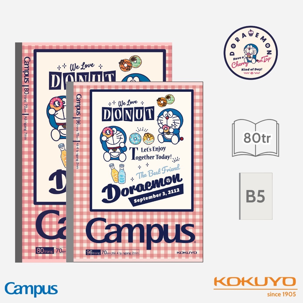 Lốc 10 Vở kẻ ngang Campus Doraemon Phong Cách Retro 80 trang