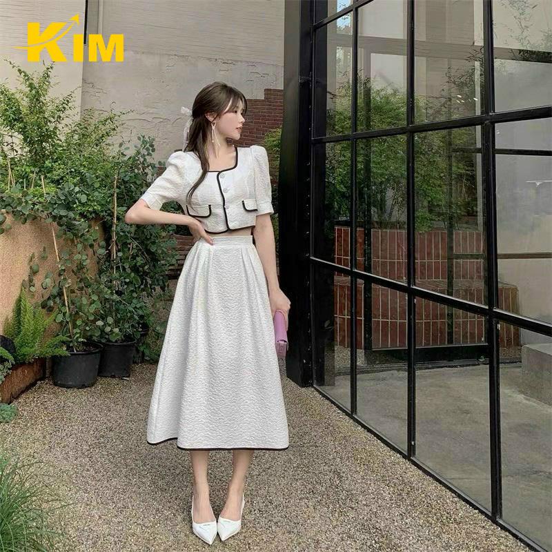 Set Váy nữ Set Áo Kiểu Cổ V Kèm Chân Váy Dài  FM Style