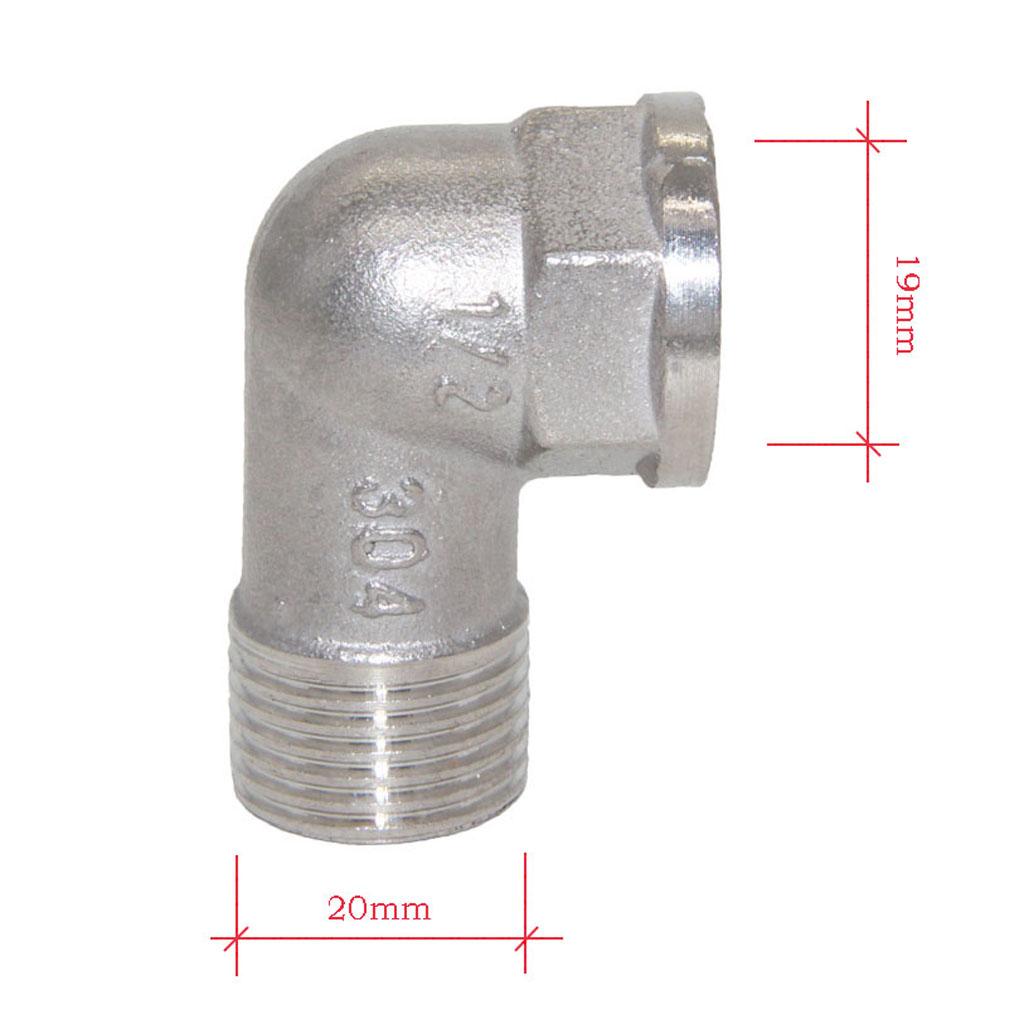 1/2" Stainless Steel 90 Degree Double End Elbow Fitting Pipe Connector DN15