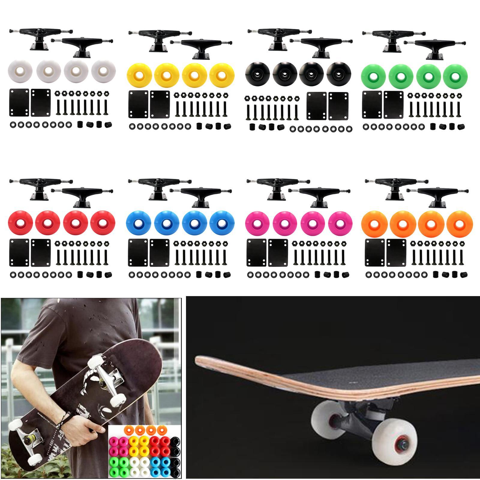 Skateboard Trucks 5" Wheels 52mm ABEC Bolts Kit White wheels