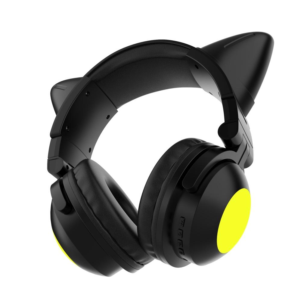 Tai Nghe Tai Mèo Tai Nghe Không Dây Đèn Led Lên Bluetooth Gập Tai Nghe Trên Tai Micro