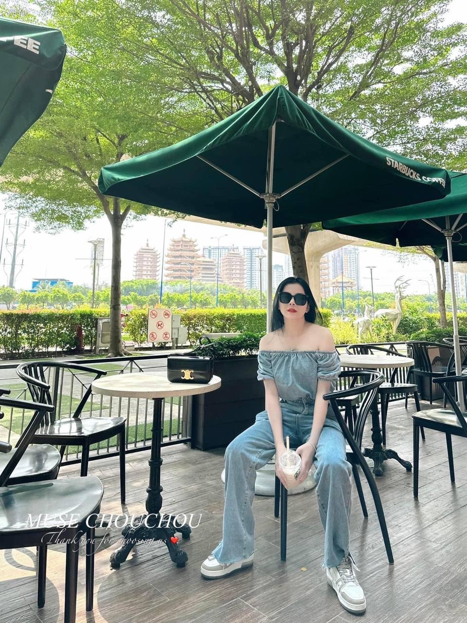 QUẦN JEANS / DENIM ỐNG RỘNG LƯNG CAO + ÁO CROPTOP TRỄ VAI TAY NGẮN BỒNG ĐI CHƠI ĐI BIỂN DẠO PHỐ