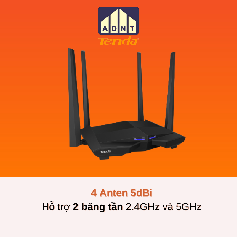 Bộ phát wifi không dây tốc độ 1200 Mbps 4 râu băng tần kép Wireless Router AC10U Tenda hàng chính hãng