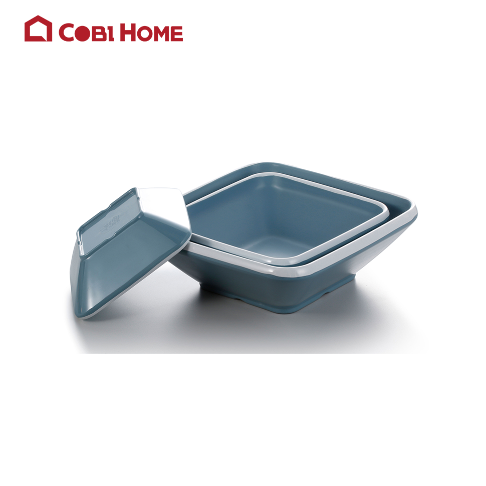 Dĩa vuông bằng melaminec cao cấp màu xanh - 2 kiểu lựa chọn