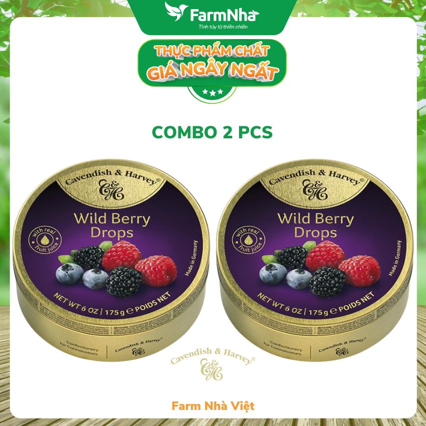 (Combo 2 hộp) Kẹo trái cây Cavendish &amp; Harvey Vị Wild Berry 175g - Hương vị tuyệt vời đến từ Đức