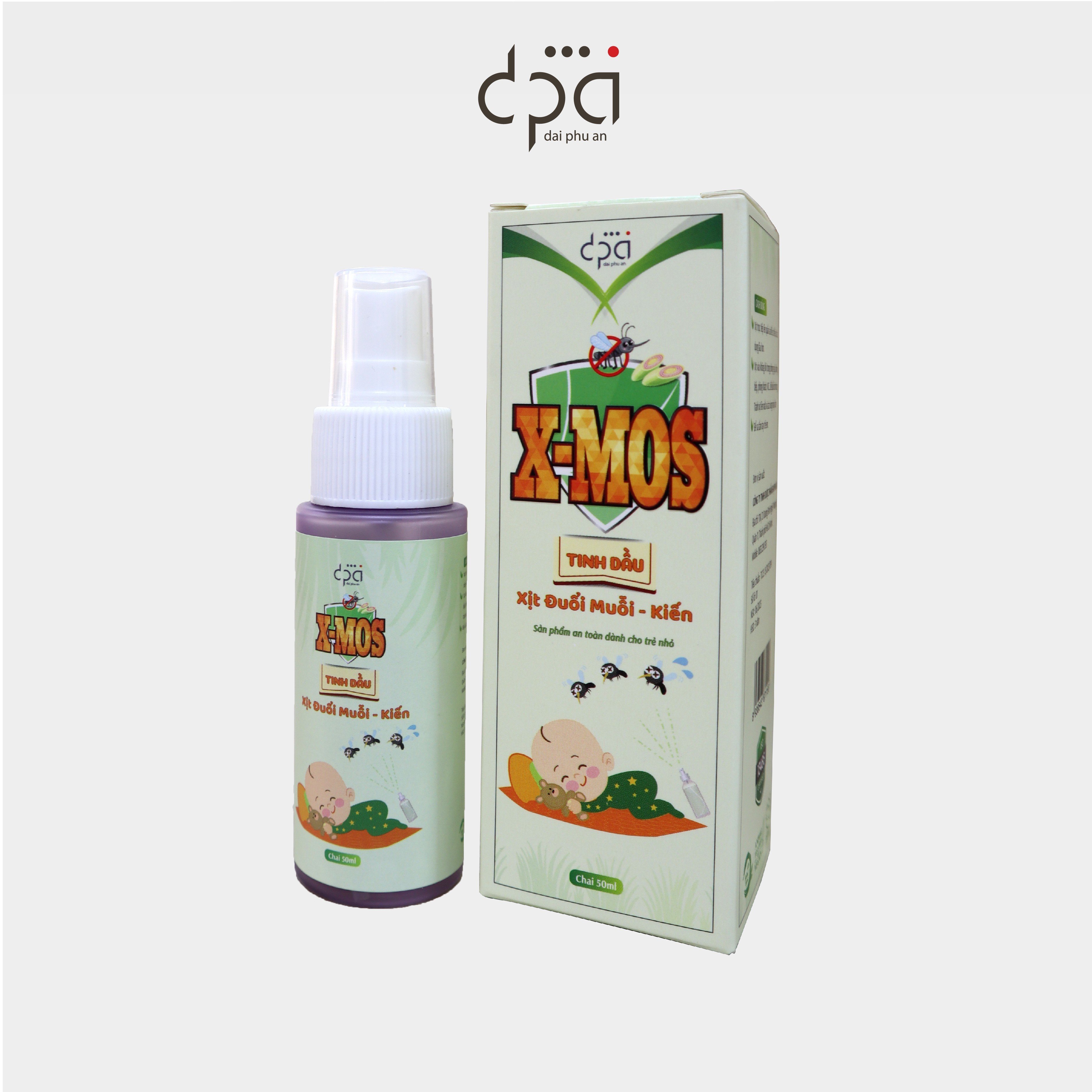 Tinh dầu xịt đuổi muỗi, kiến, các loại côn trùng hương sả chanh an toàn cho trẻ nhỏ X-MOS