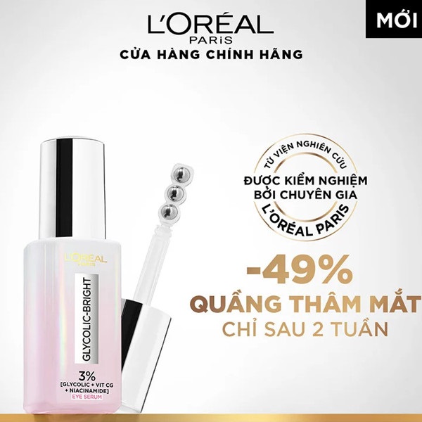 Serum L'Oreal Dưỡng Sáng Và Mờ Thâm Vùng Mắt 20ml Glycolic- Bright Dark Circle Eye Serum