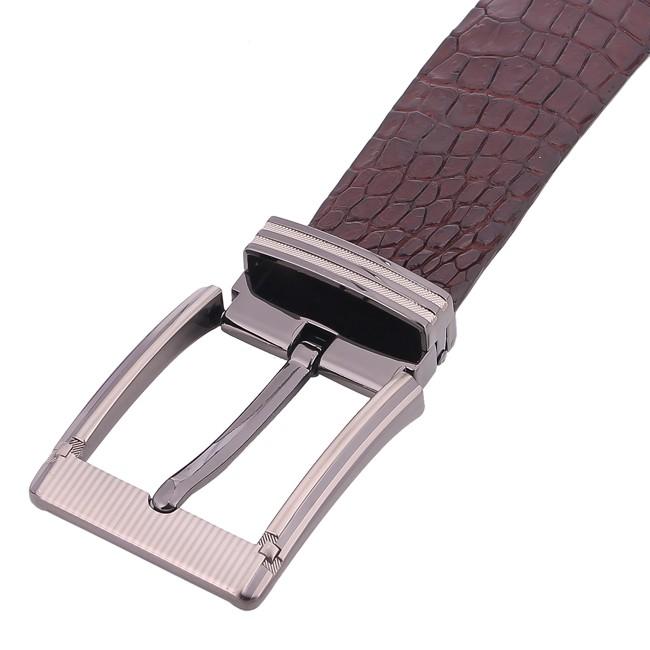 Dây nịt nam da cá sấu Huy Hoàng bụng 4P đầu kim màu nâu đất HP4850