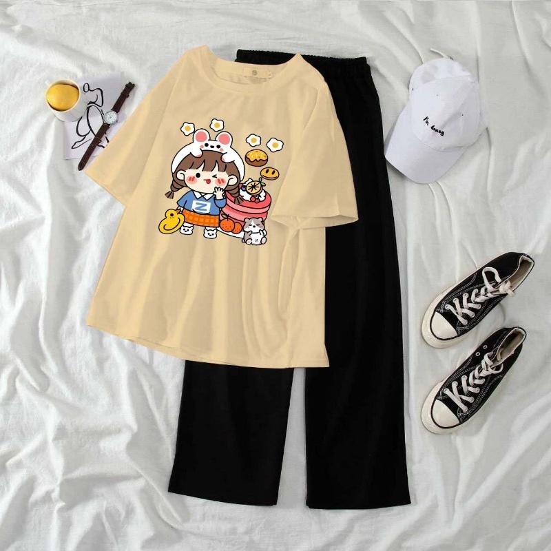 Sét bộ áo cô gái mũ thỏ ,,, quần ống rộng dài cute