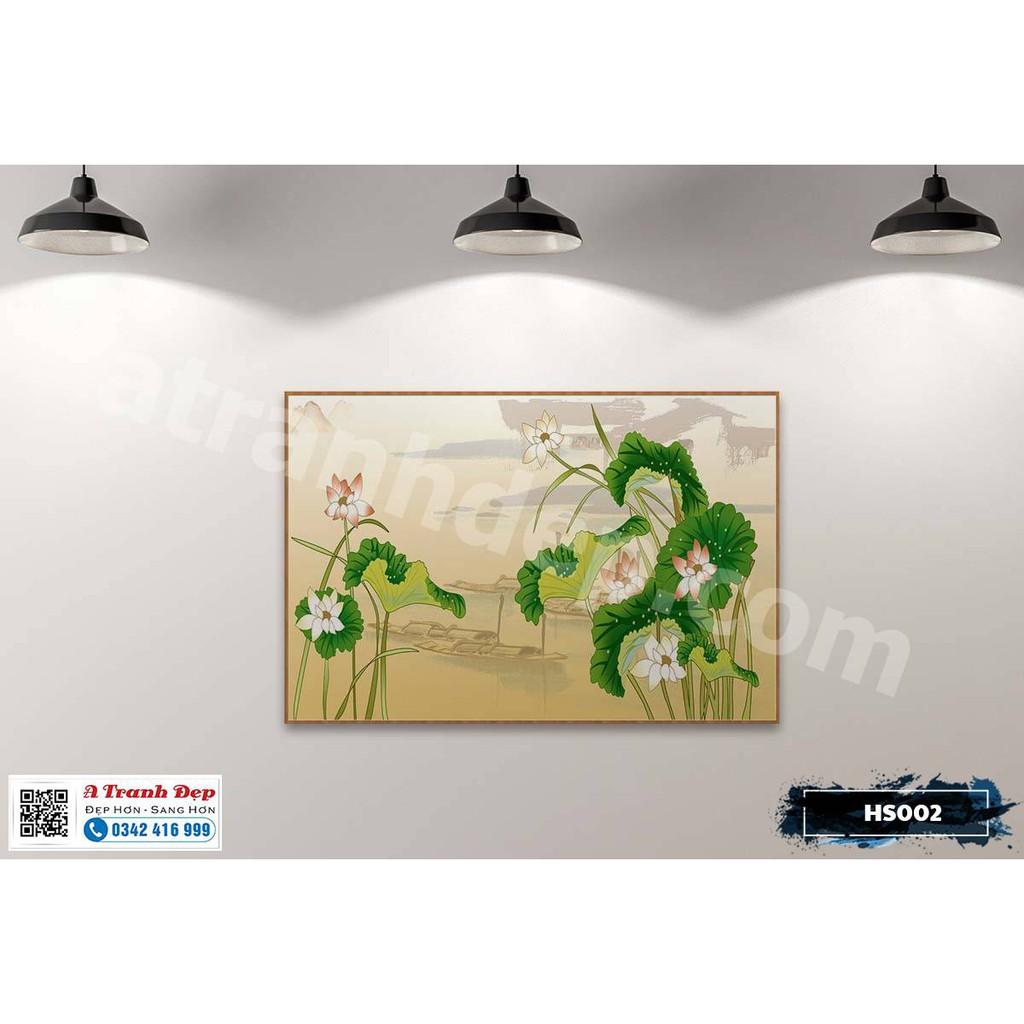 Tranh Canvas hoa sen trắng đẹp dịu dàng - HS002