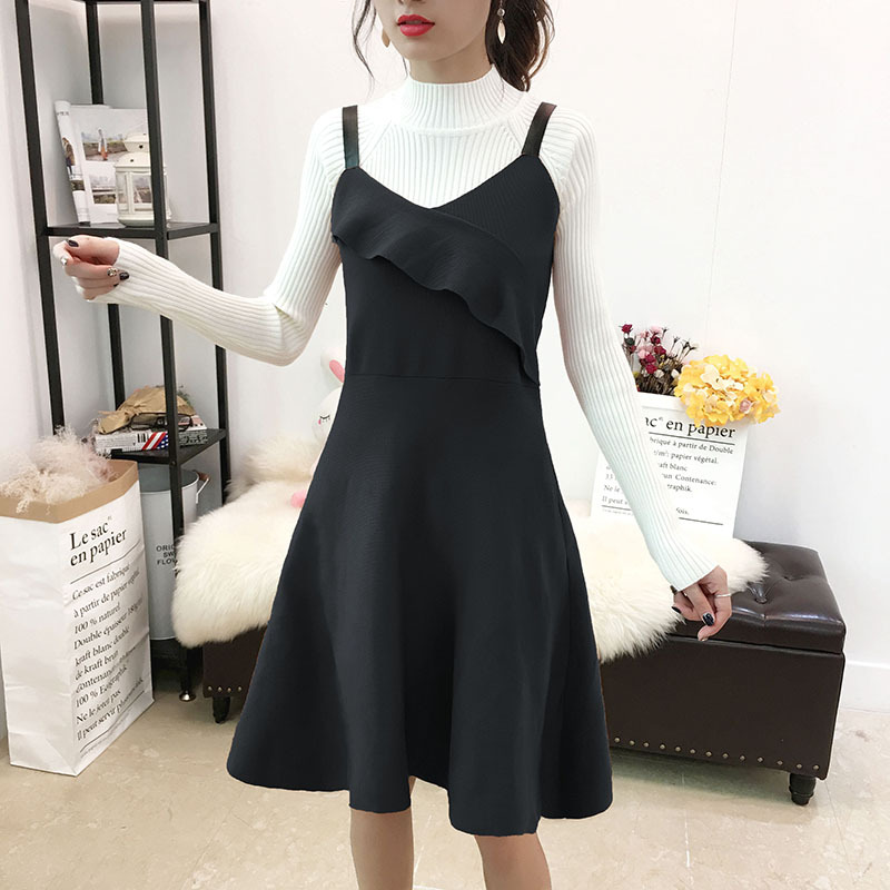 Đầm len nữ 2 dây bèo ngực dáng xoè xinh xắn Haint Boutique Da13