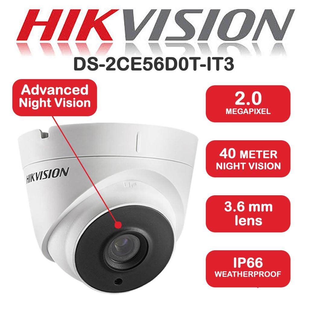 Camera HD-TVI Dome hồng ngoại 2.0 Megapixel HIKVISION DS-2CE56D0T-IT3 - HÀNG CHÍNH HÃNG