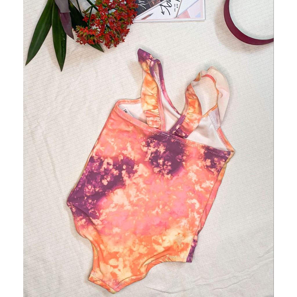 9M-5T Bikini đồ bơi đi biển 1 mảnh màu tye dye bé gái hở lưng dây bèo cổ yếm tròn chống nắng