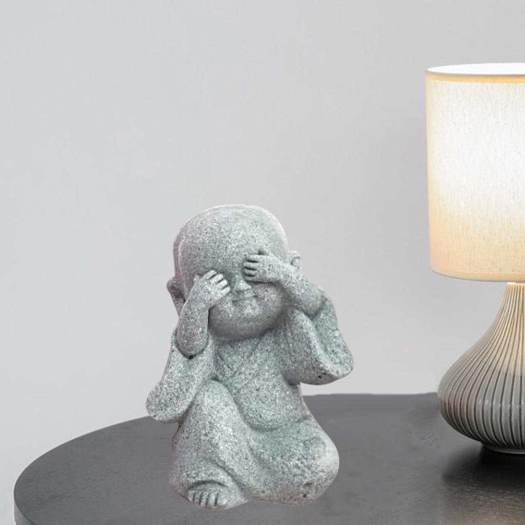 Mini Buddha Statue Monk Tea Pet Miniature Buddha Figurine Chinese Style Table Decoration Fengshui Ornament Decorative for Home Office