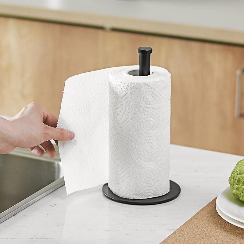 Giá đỡ cuộn giấy đứng bằng thép không gỉ cao cấp màu đen cho Hộp đựng khăn giấy cuộn nhà bếp Cổ điển và hợp thời trang