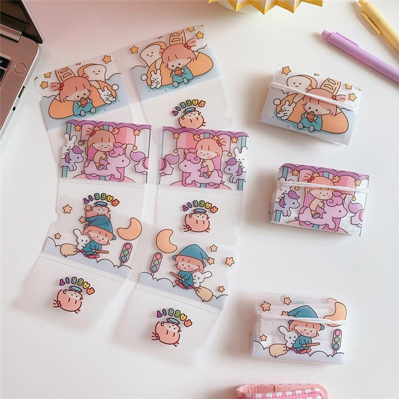 1 kẹp đựng khẩu trang chống bụi xếp gọn in hoạt hình