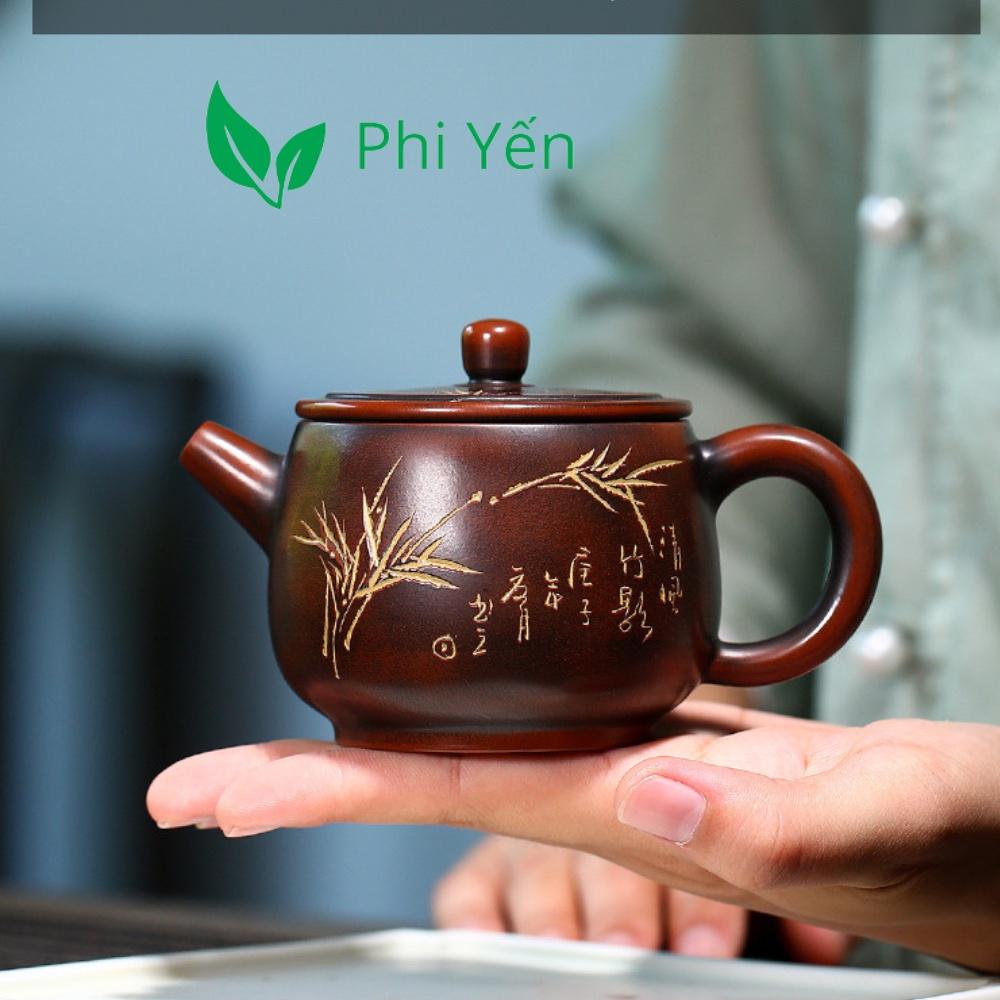 Ấm trà Tử sa Nê Hưng Khâm châu Thạch biều 220ml hàng siêu VIP HNNHTB160220