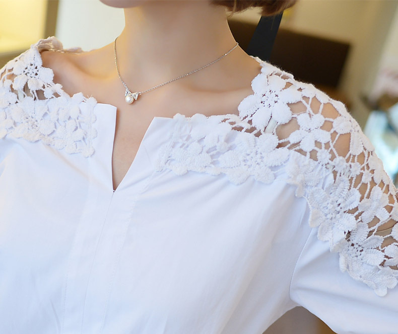 Áo nữ ren hoa tay lỡ kèm dây nơ s107