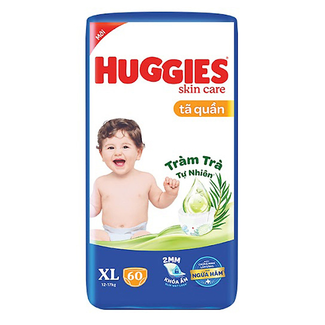 Tã/bỉm quần HUGGIES SKINCARE gói SUPER JUMBO size XL 60 miếng