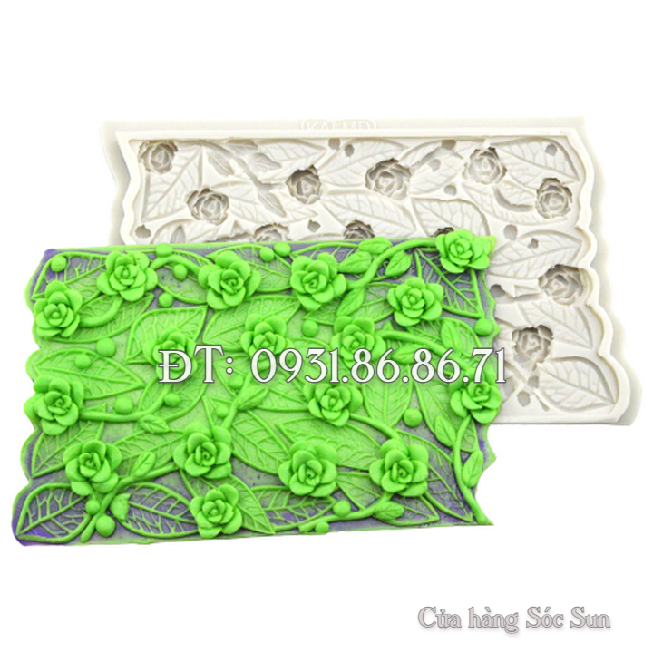 Khuôn silicon viền hoa hồng cành – Mã số 1911
