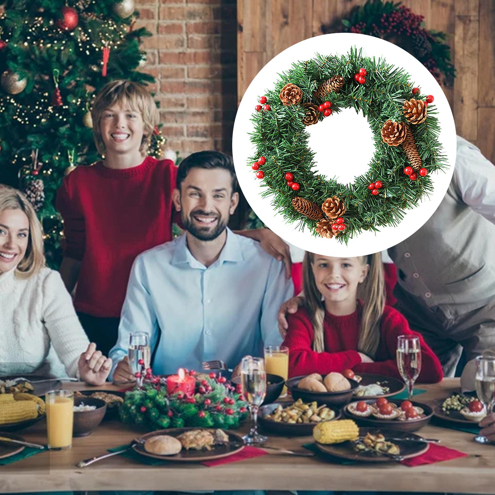 Round Garland H-anging Ornament Wreath Decoration Christmas Decor Xmas Tree Ornaments Festival Holiday Home Daily Use