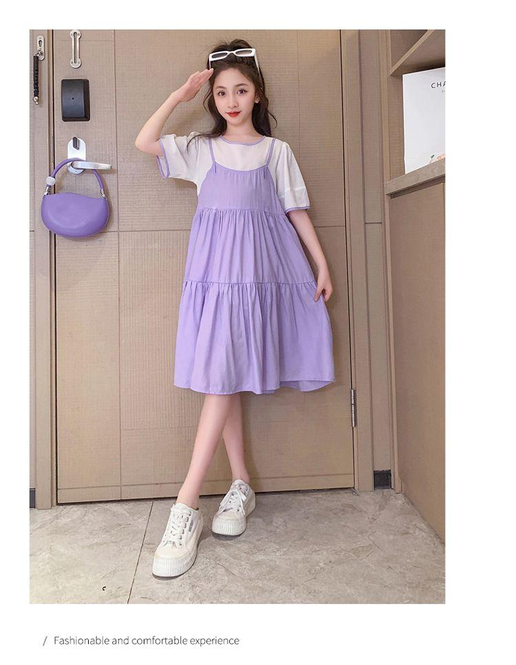 DIYIWEI Cô gái ăn mặc mùa hè 2023 phong cách phương Tây lớn bé lưới váy trẻ em mỏng giả hai váy công chúa