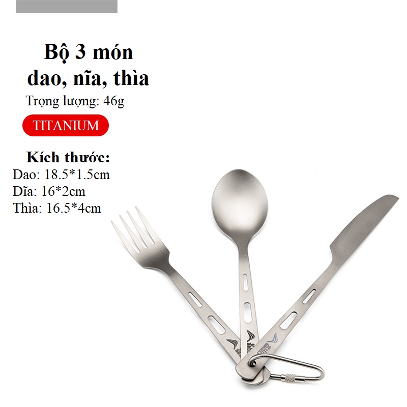 Bộ Dao Dĩa Titanium Không Gỉ Dành Cho Dã Ngoại- SK050