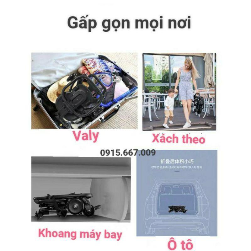 Xe đẩy du lịch gấp gọn trọng lượng nhẹ mẫu mới 2021(Giao 2h HCM)