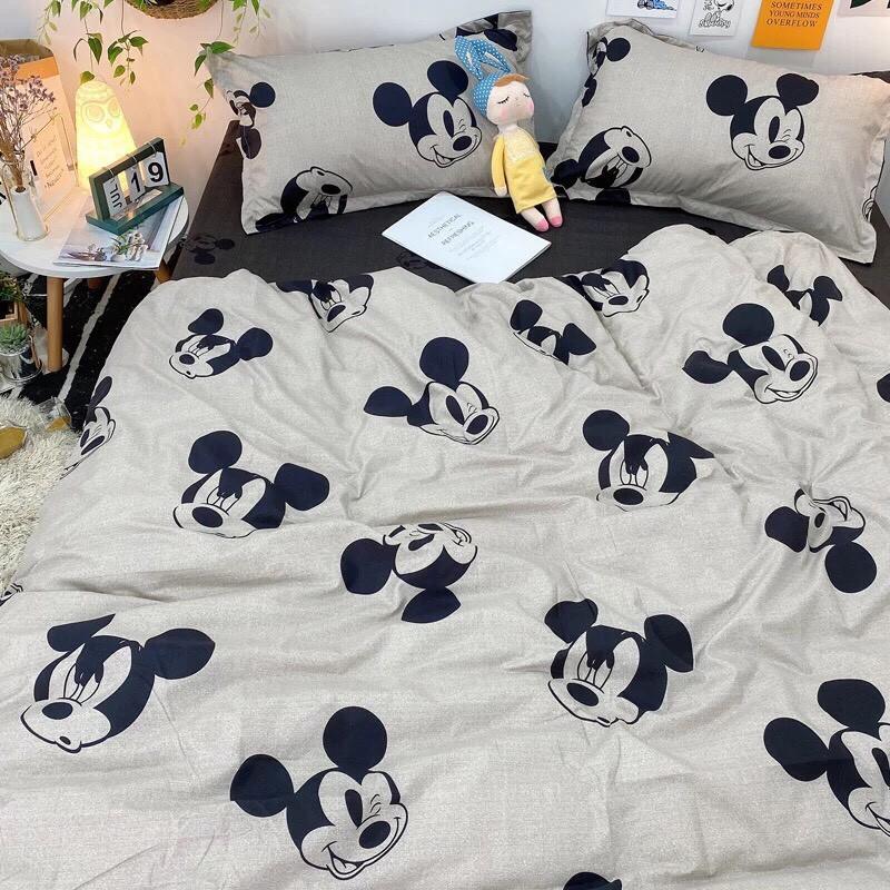 Bộ chăn ga gối Cotton Poly M2T bedding chăn ga Hàn Quốc chuột Mickey BẠC đủ size miễn phí bo chun