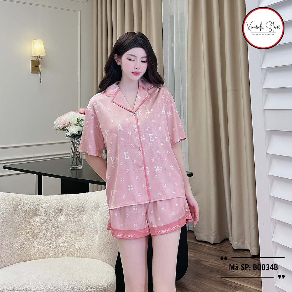 Bộ áo cộc quần đùi họa tiết nhí nhiều màu chất lụa cao cấp Xumaki Store BO034B