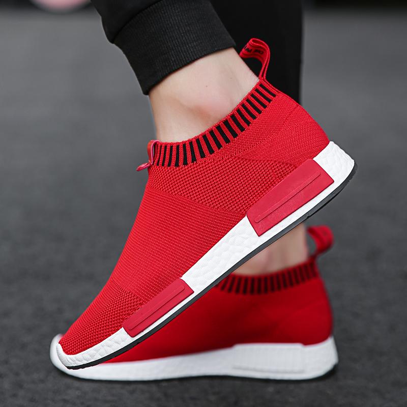 2022 Mới Nam Slip On Sock Sneakers Plus Size 47 Nhẹ Thoáng Khí Nam Đi Giày Chạy Bộ Nam giày Giày Thường Color: Black Shoe Size: 43