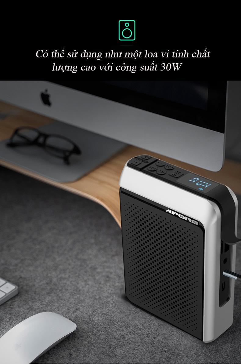 Máy trợ giảng không dây Aporo T18 2.4g micro cài ve áo ( đi kèm 1 micro có dây ,sạc nguồn ) hàng nhập khẩu