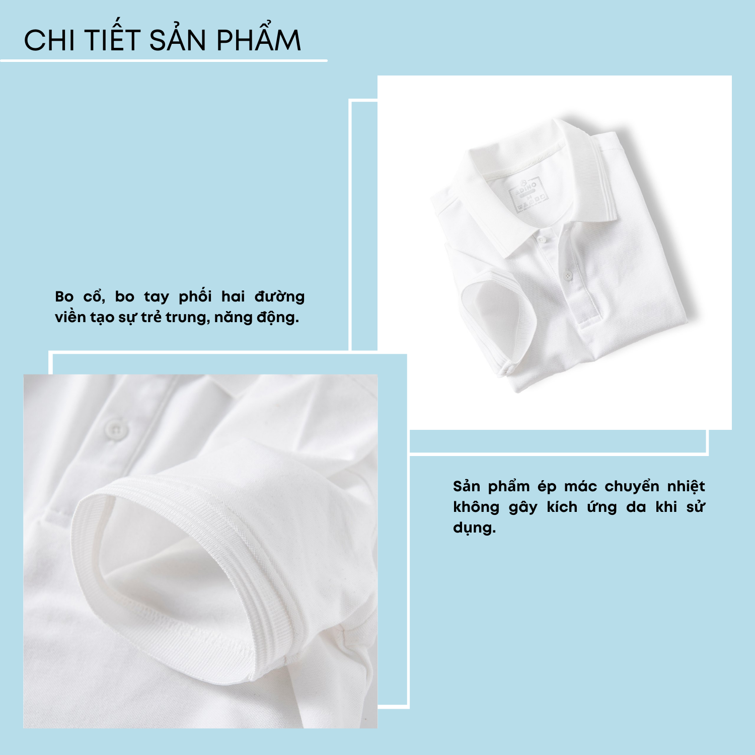 Hình ảnh Áo polo nam màu trắng phối viền chìm ADINO vải cotton polyester mềm dáng slimfit trẻ trung năng động AP81