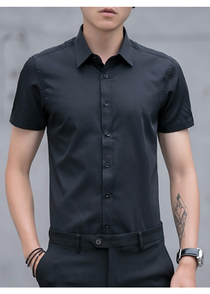 Áo sơ mi nam màu đen tay ngắn