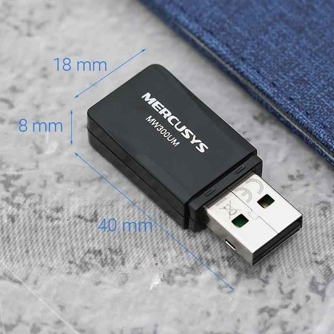 USB Wifi 300 Mbps Mercusys MW300UM Đen - Hàng chính hãng