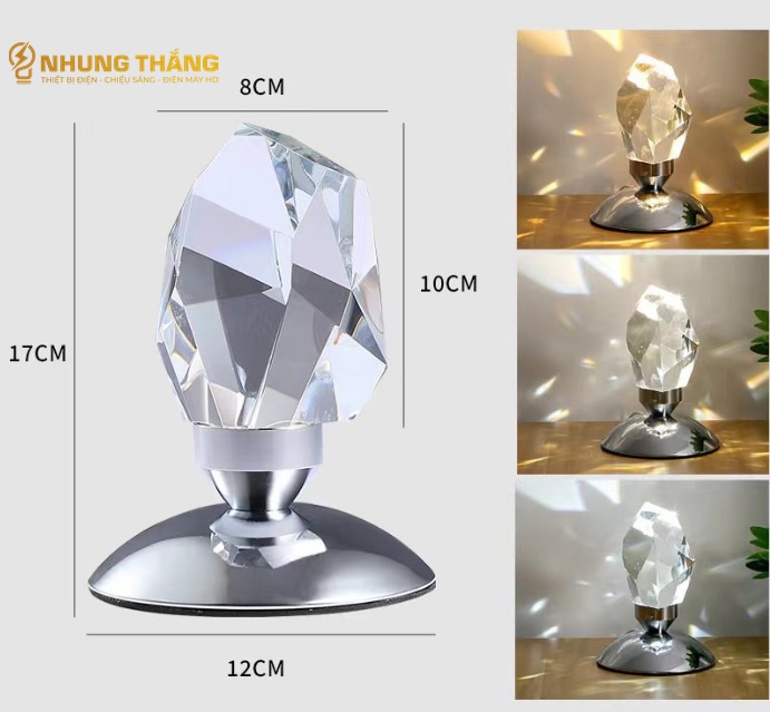 Đèn Bàn Pha Lê Cao Cấp DB-923 - Chuyển Đổi 16 Màu Sắc - Điều Khiển Từ Xa - Decor Trang Trí - Có Video