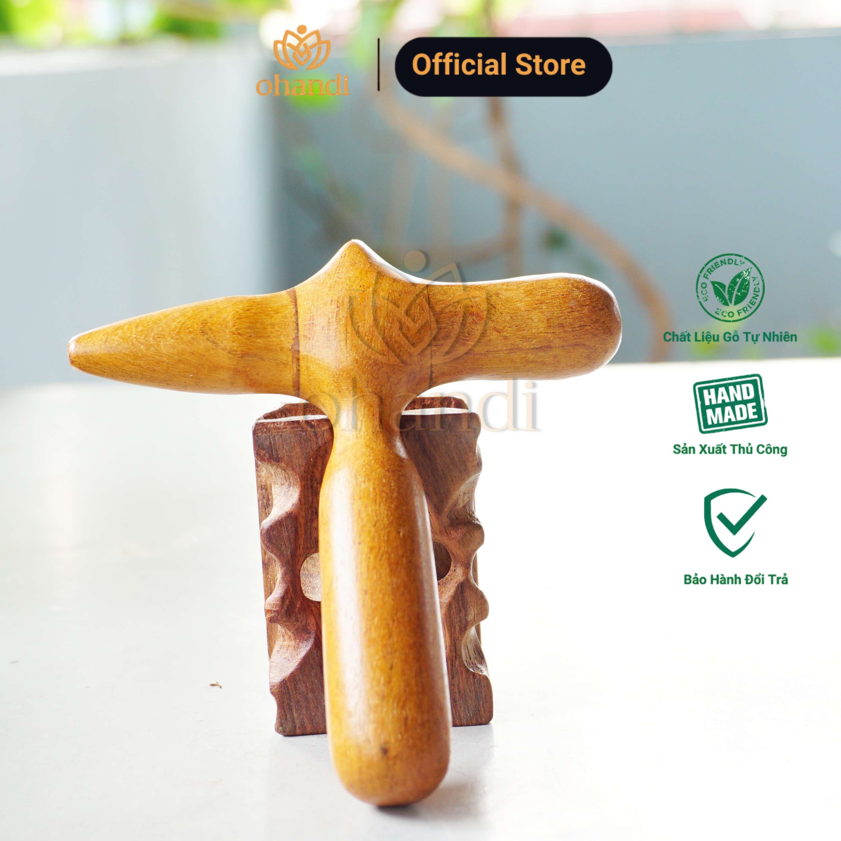 Cây bấm huyệt gỗ hình chữ thập hỗ trợ bấm huyệt bàn chân bấm huyệt cổ vai gáy dụng cụ bấm huyệt toàn thân