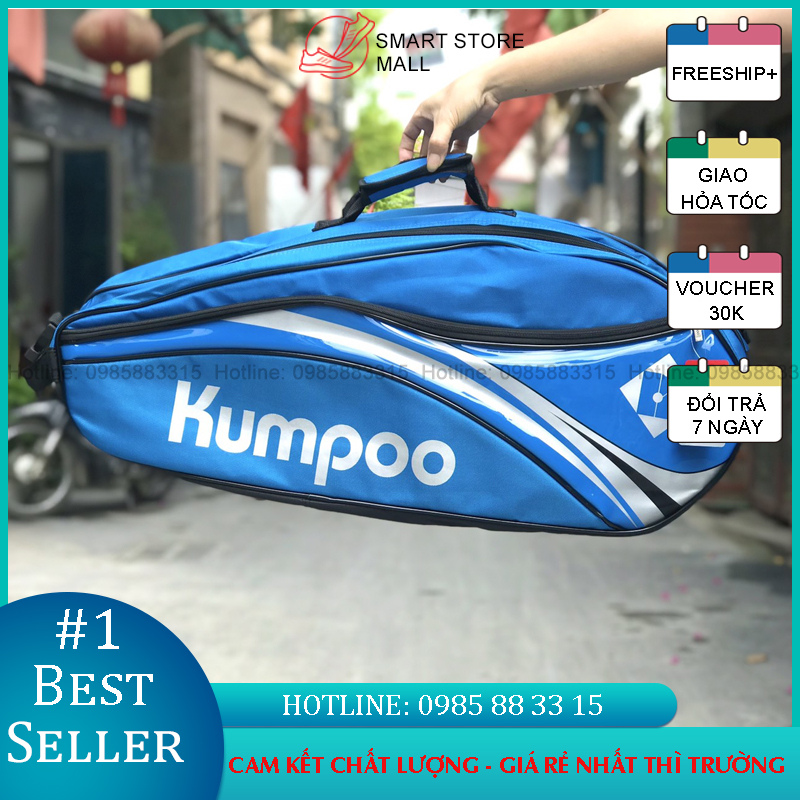 Hình ảnh Túi đựng vợt cầu lông Kumpoo, bao vợt dài kumpoo 3 ngăn KGS-26S, chống nước, ngăn đựng giày riêng biệt, hàng công ty