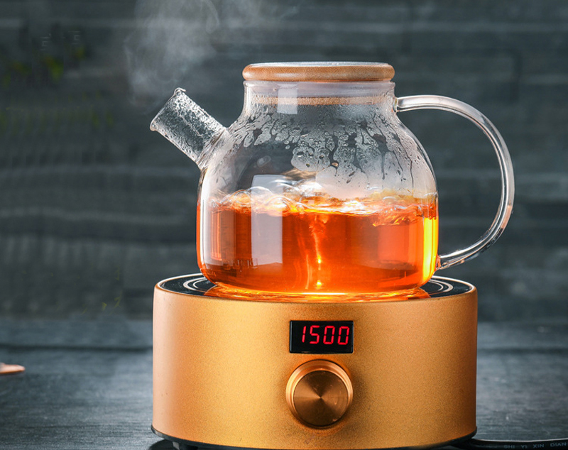 Bình pha trà thủy tinh nắp gỗ lõi lọc lò xo 700ml và 1000ml