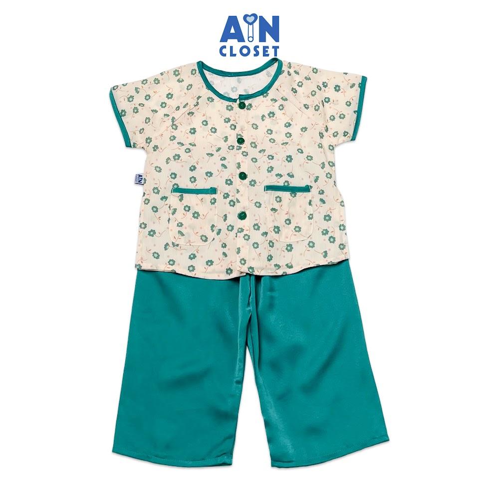 Bộ quần áo bà ba dài tay ngắn bé gái họa tiết Hoa xanh lụa - AICDBGN6FYH3 - AIN Closet