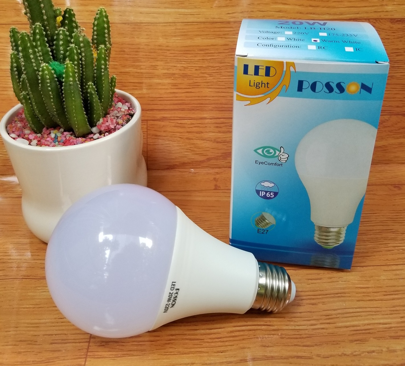 10 Bóng đèn Led 20w bup tròn A80 bulb tiết kiệm điện siêu sáng kín chống nước mưa Posson LB-20x