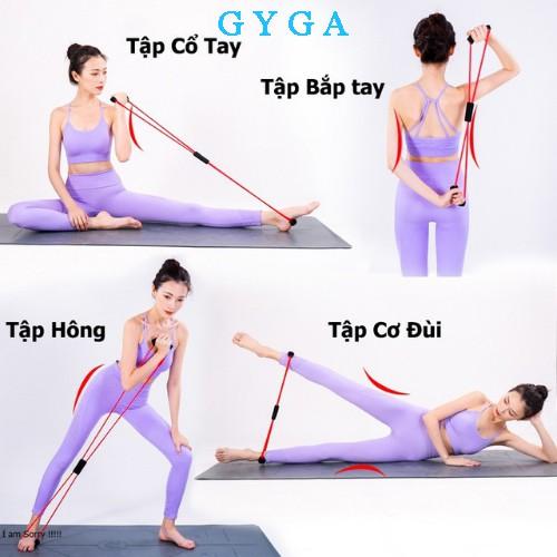 Dây kéo đàn hồi tập tay nam nữ số 8, dây tập thể lực tập gym yoga tại nhà cao su dẻo dai chắc chắc màu sắc tươi tắn