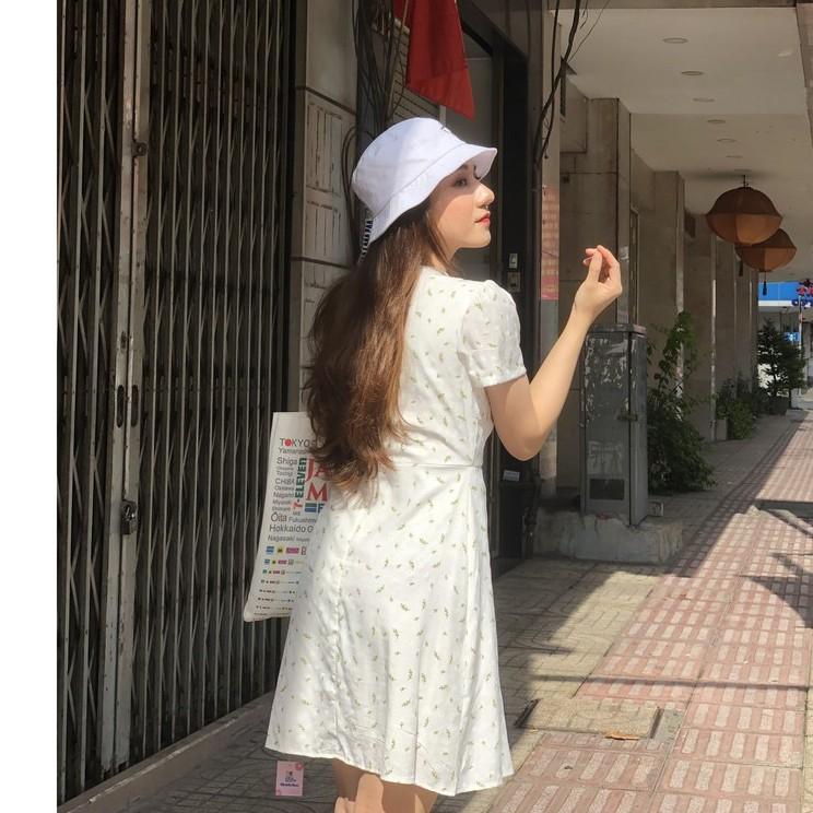 LOLITA DRESS - ĐẦM HOA CHỮ A CỔ V CỘT EO - ĐẦM HOA PHONG CÁCH HÀN QUỐC XINH XẮN - MÈO IN DA HOUSE