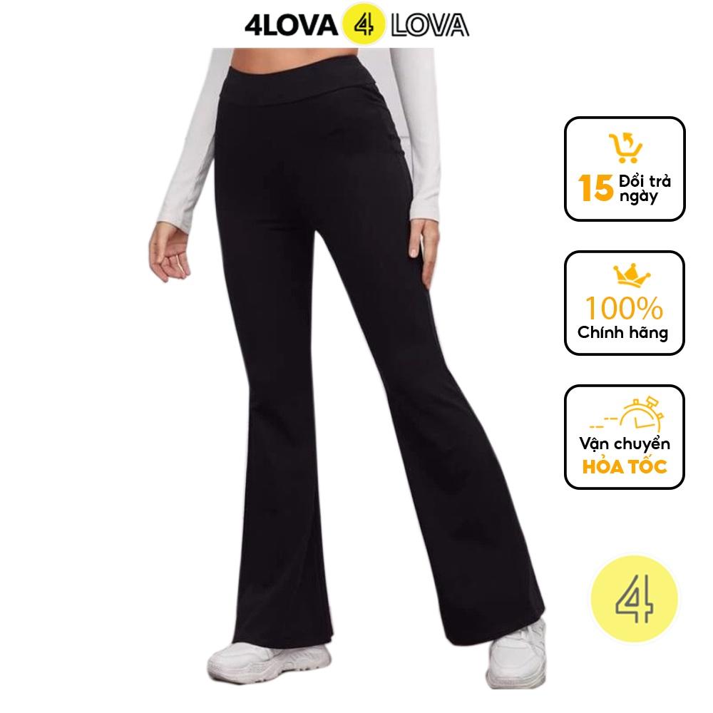 Quần ống loe 4Lova nữ lưng cạp cao co giãn form đẹp legging bigsize chất cotton dày dặn dáng dài Q13